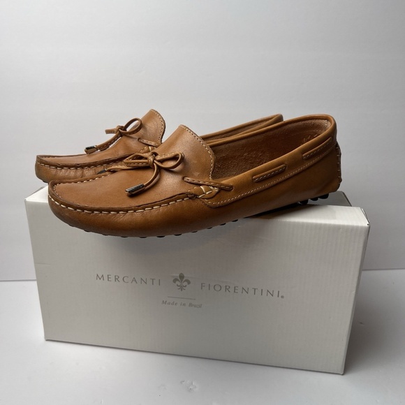 Mercanti Fiorentini Tan Leather String Tie Driving Shoe Loafer, Women's 8.5M - Picture 2 of 13